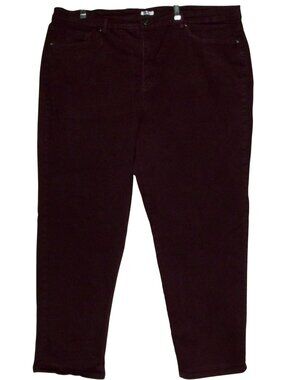 Basic Editions Jeans Plus 24W x 30" Wine Burgundy 5-pocket High Rise Classic Fit